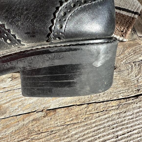 Black Leather Lace Up Derby Shoes Womens SZ 7 Chunky Lug Sole Witchy Whimsigoth - Picture 7 of 8